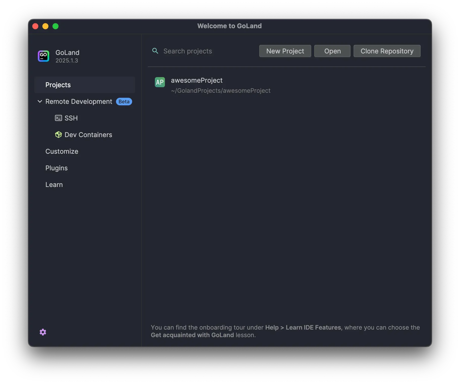 Create new module with GoLand